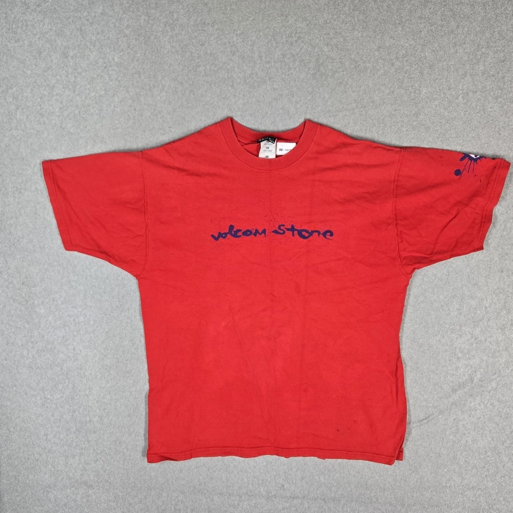 Volcom Men Shirt XL Red Graphic Logo Spellout Tee Grunge Short Sleeve Y2K READ